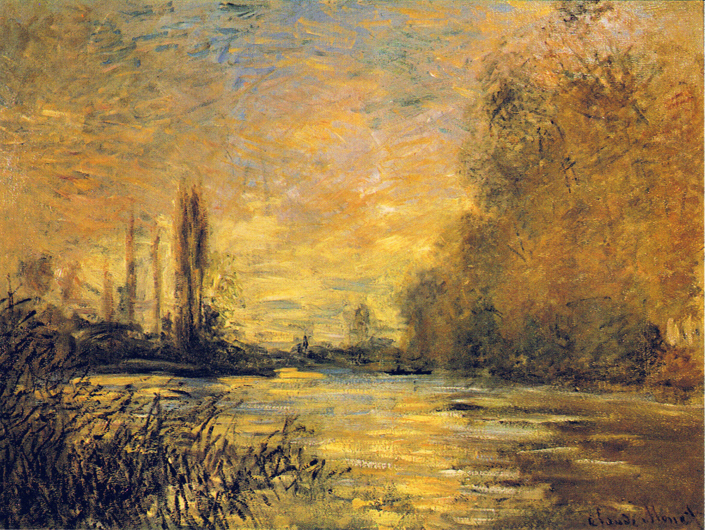 The Small Arm of the Seine at Argenteuil (1876) - Claude Monet Tablo