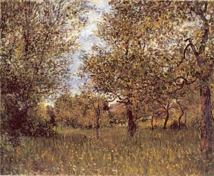 The Small Meadow at By (1881) - Alfred Sisley Tablo