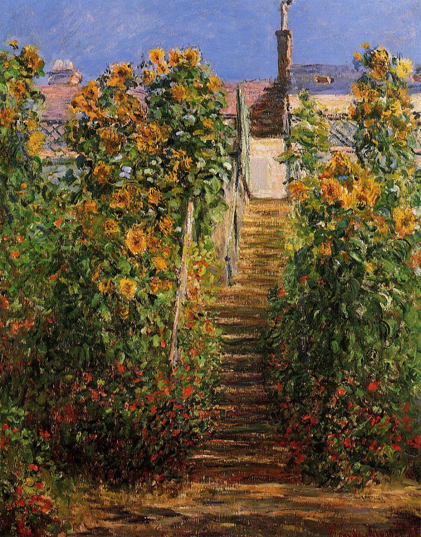 The Steps at Vetheuil (1881) - Claude Monet Tablo