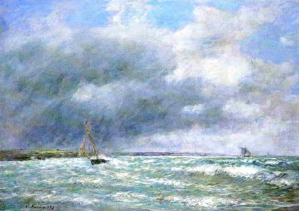 The Stranded Boat (1889) - Eugène Boudin Tablo