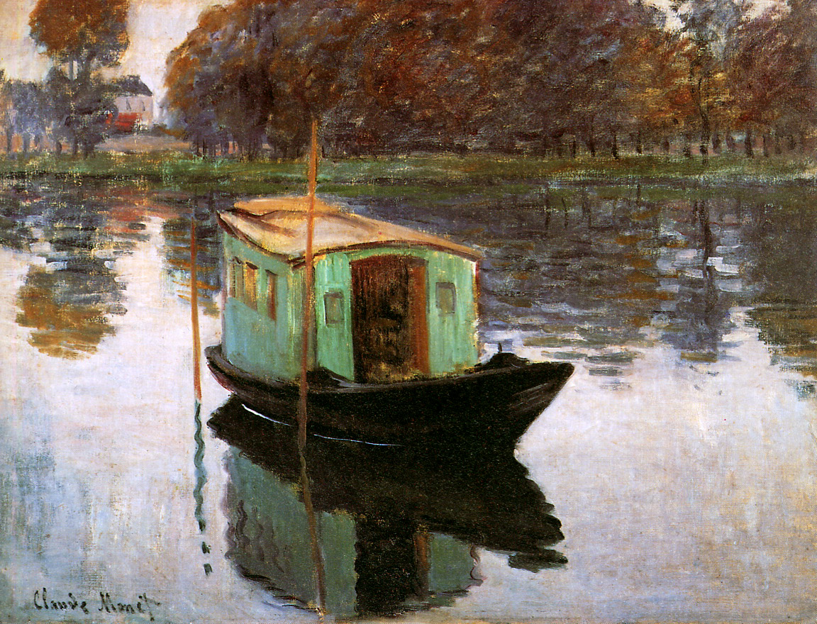 The Studio Boat (1874) - Claude Monet Tablo