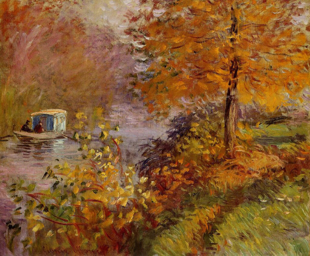 The Studio Boat (1875) - Claude Monet Tablo