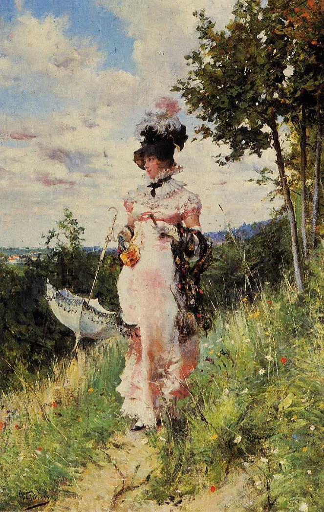 The Summer Stroll (1873) - Giovanni Boldini Tablo
