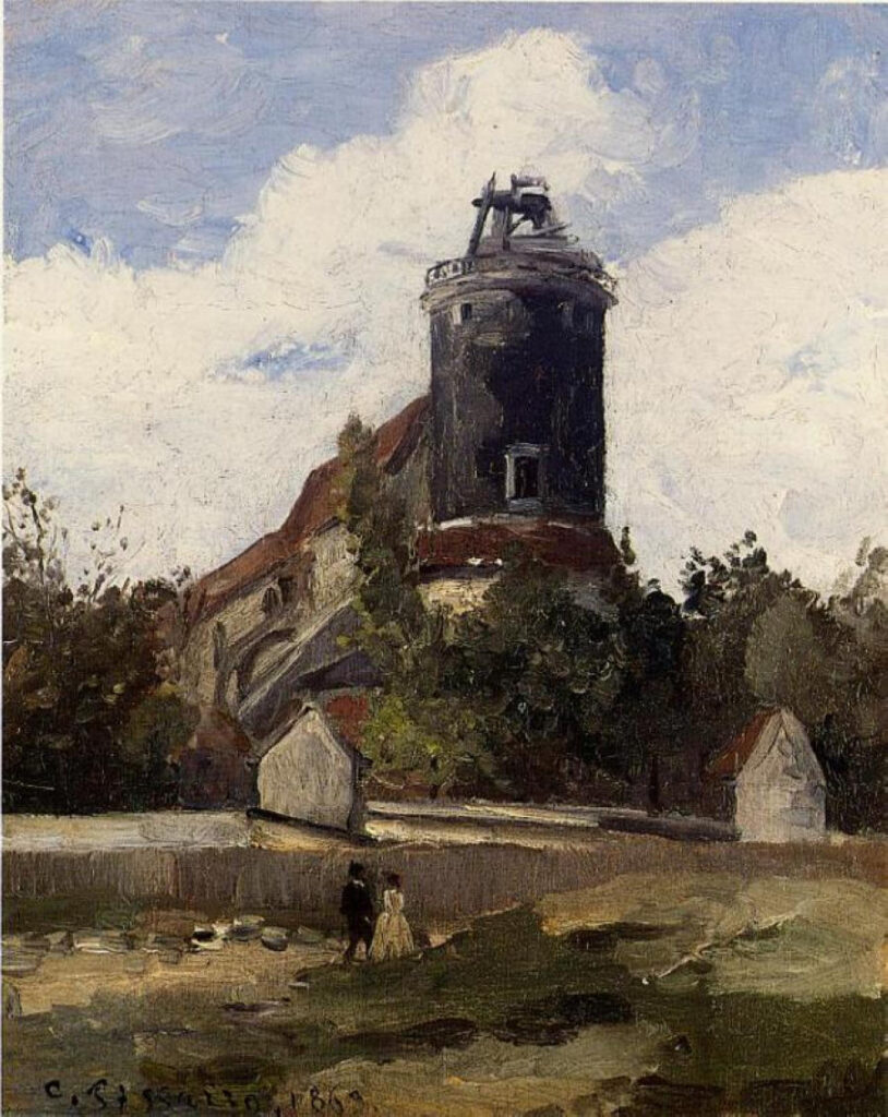 The Telegraph Tower at Montmartre (1863) - Camille Pissarro Tablo