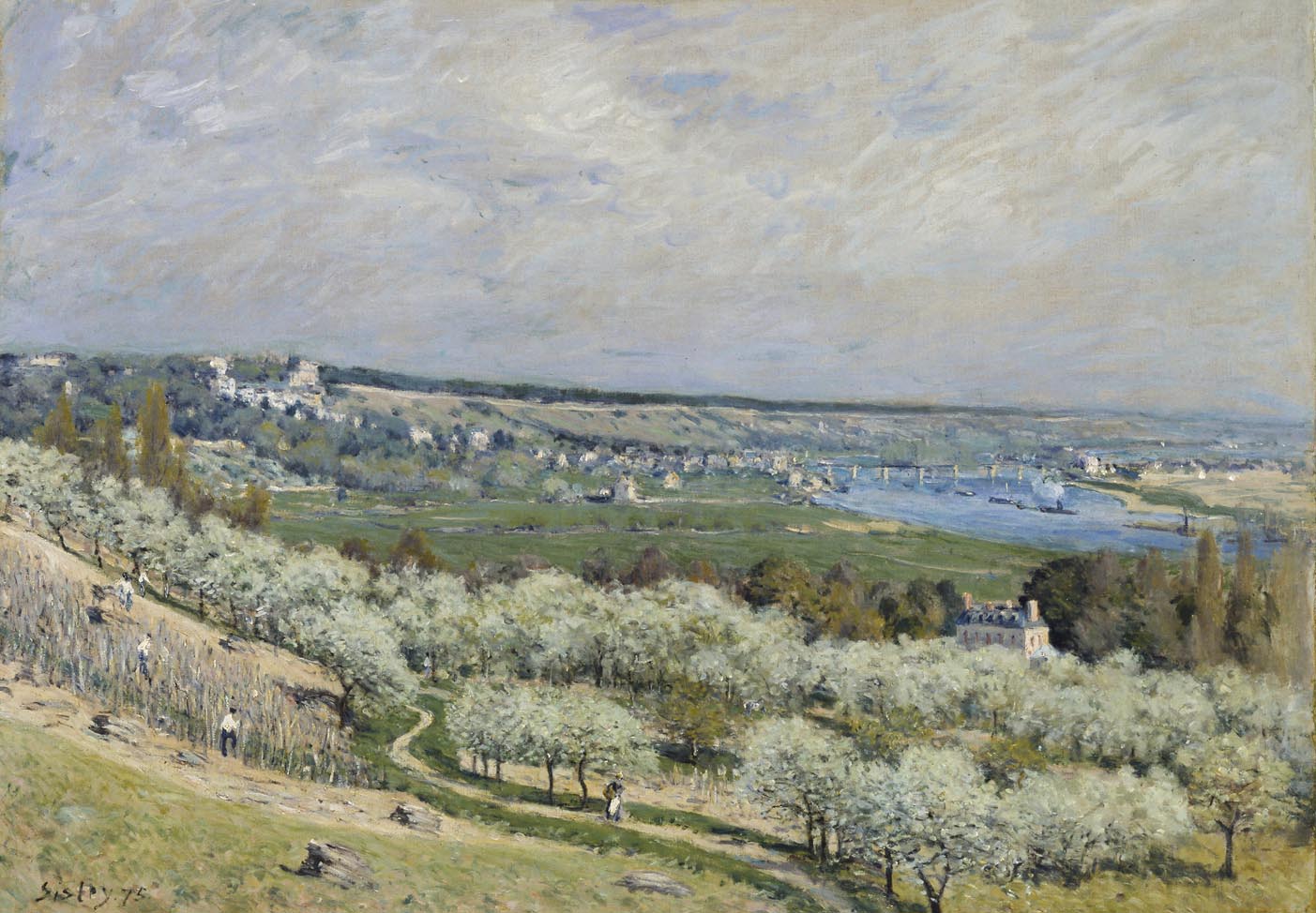 The Terrace at Saint Germain, Spring (1875) - Alfred Sisley Tablo