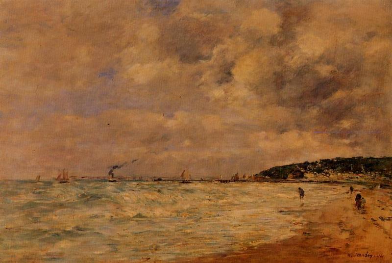 The Tourgeville Shores (1894) - Eugène Boudin Tablo