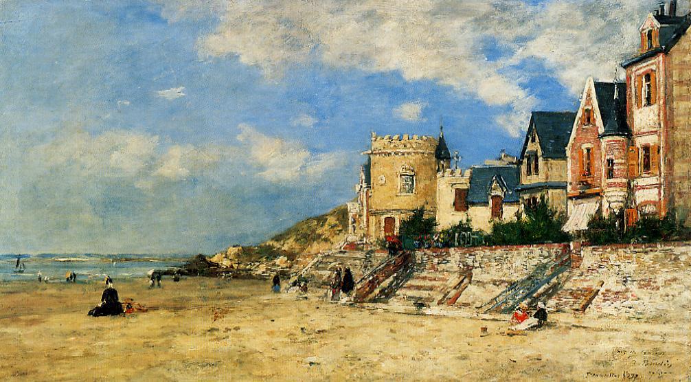 The Tower Malakoff and the Trouville Shore (1877) - Eugène Boudin Tablo