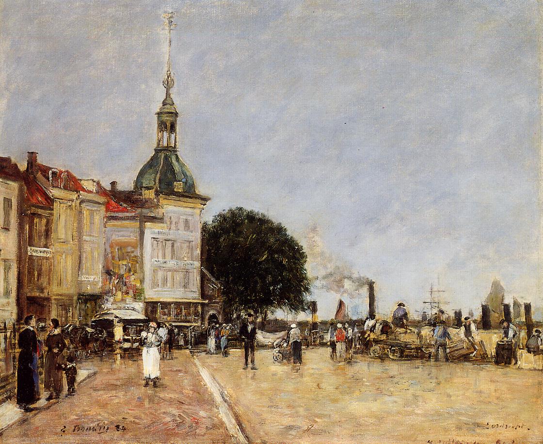 The Town of Dordrecht (1884) - Eugène Boudin Tablo