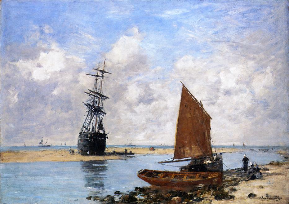The Trouville Chanel, Low Tide (1880) - Eugène Boudin Tablo