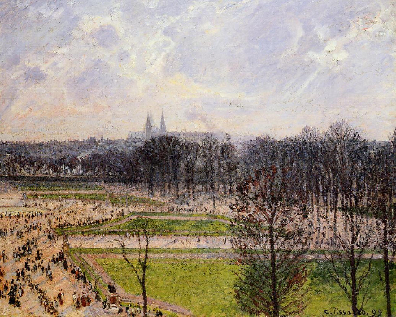 The Tuileries Gardens Winter Afternoon (1899) - Camille Pissarro Tablo