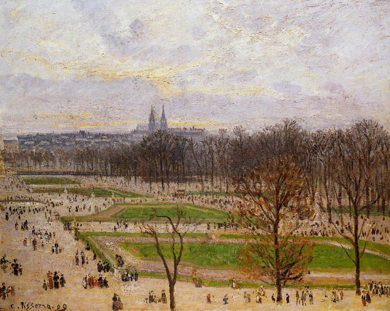The Tuilleries Gardens Winter Afternoon (1899) - Camille Pissarro Tablo