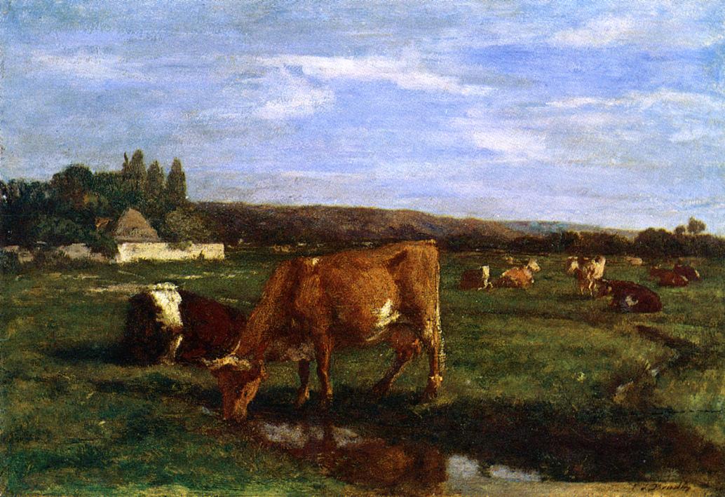 The Valley of the Touques (1860) - Eugène Boudin Tablo