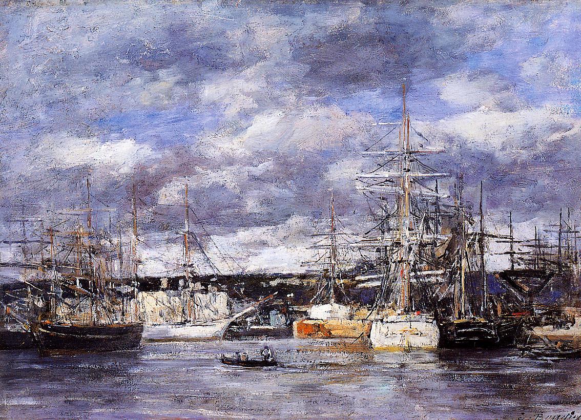 The Vauban Basin at Havre (1865) - Eugène Boudin Tablo