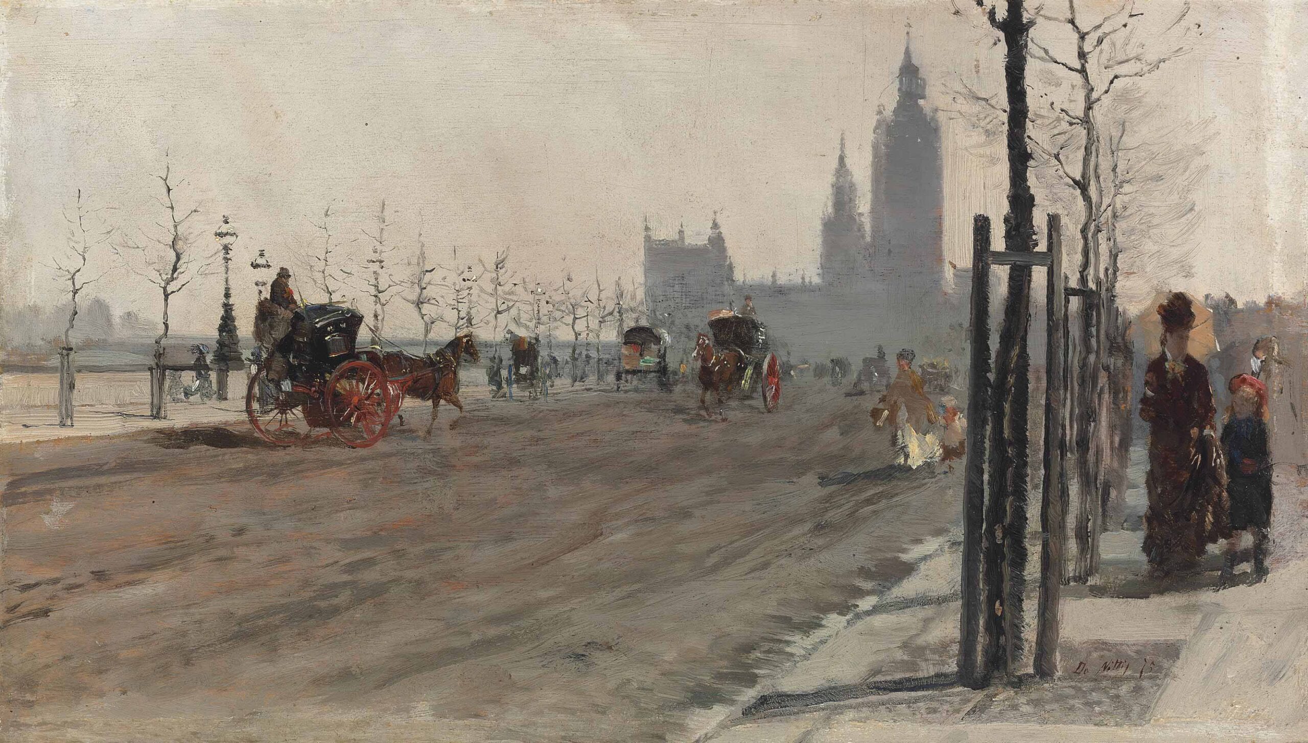 The Victoria Embankment, London (1875) - Giuseppe De Nittis Tablo