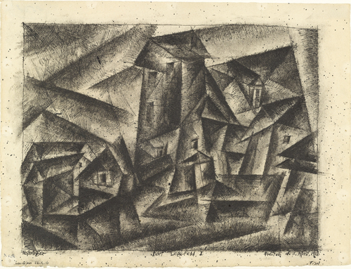 The Village of Legefeld I (Dorf Legefeld I) (1916) - Lyonel Feininger Tablo