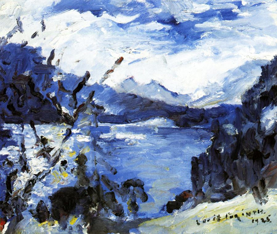The Walchensee with Mountain Range and Shore (1925) - Lovis Corinth Tablo