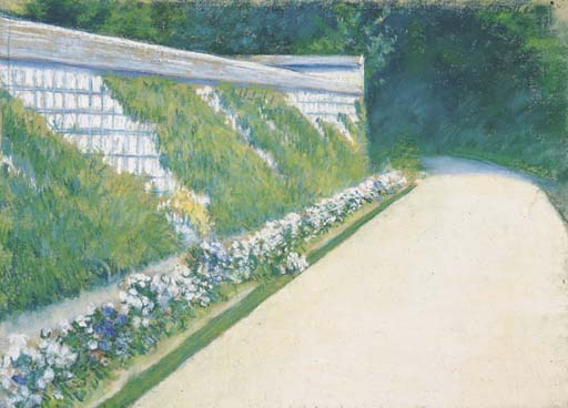 The Wall of the Garden (1877) - Gustave Caillebotte Tablo