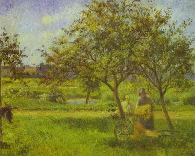 The Wheelbarrow, Orchard - Camille Pissarro Tablo