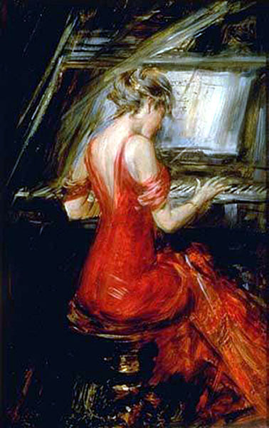 The Woman in Red - Giovanni Boldini Tablo