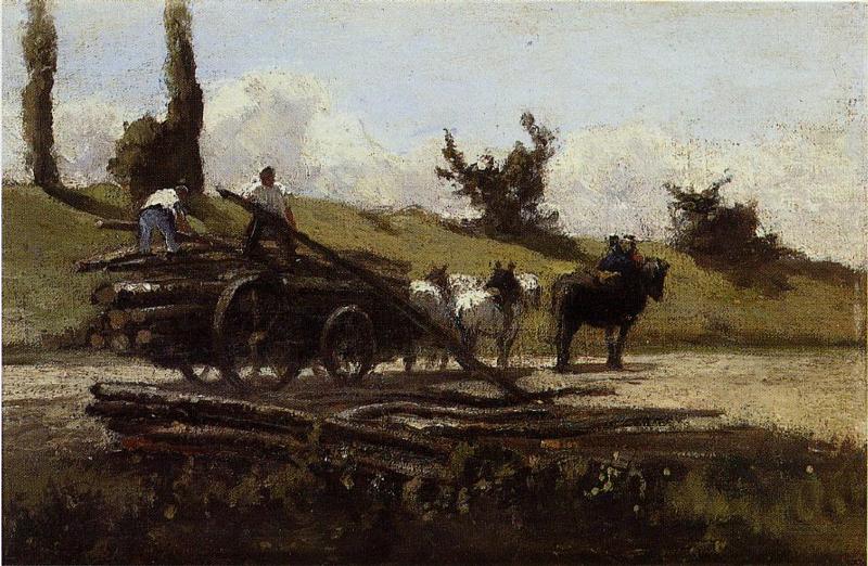 The Wood Cart (1863) - Camille Pissarro Tablo