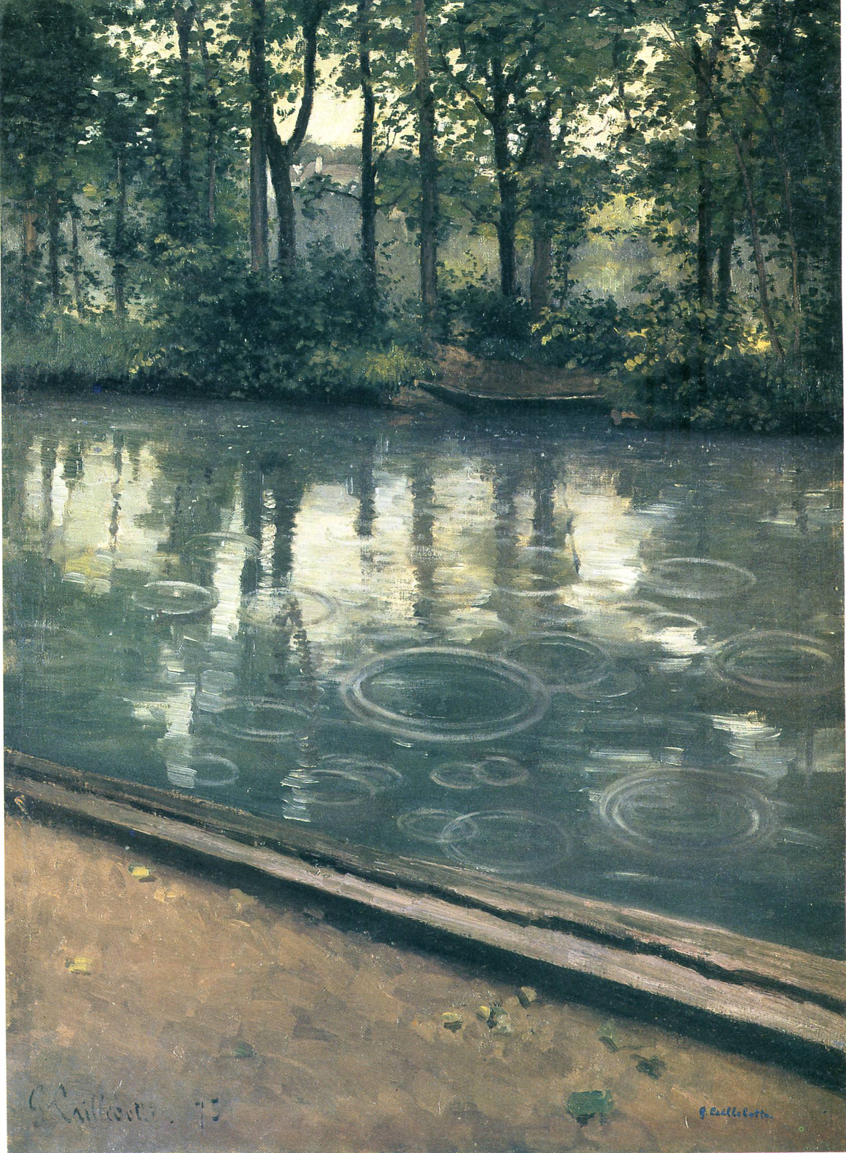 The Yerres, Rain (1875) - Gustave Caillebotte Tablo