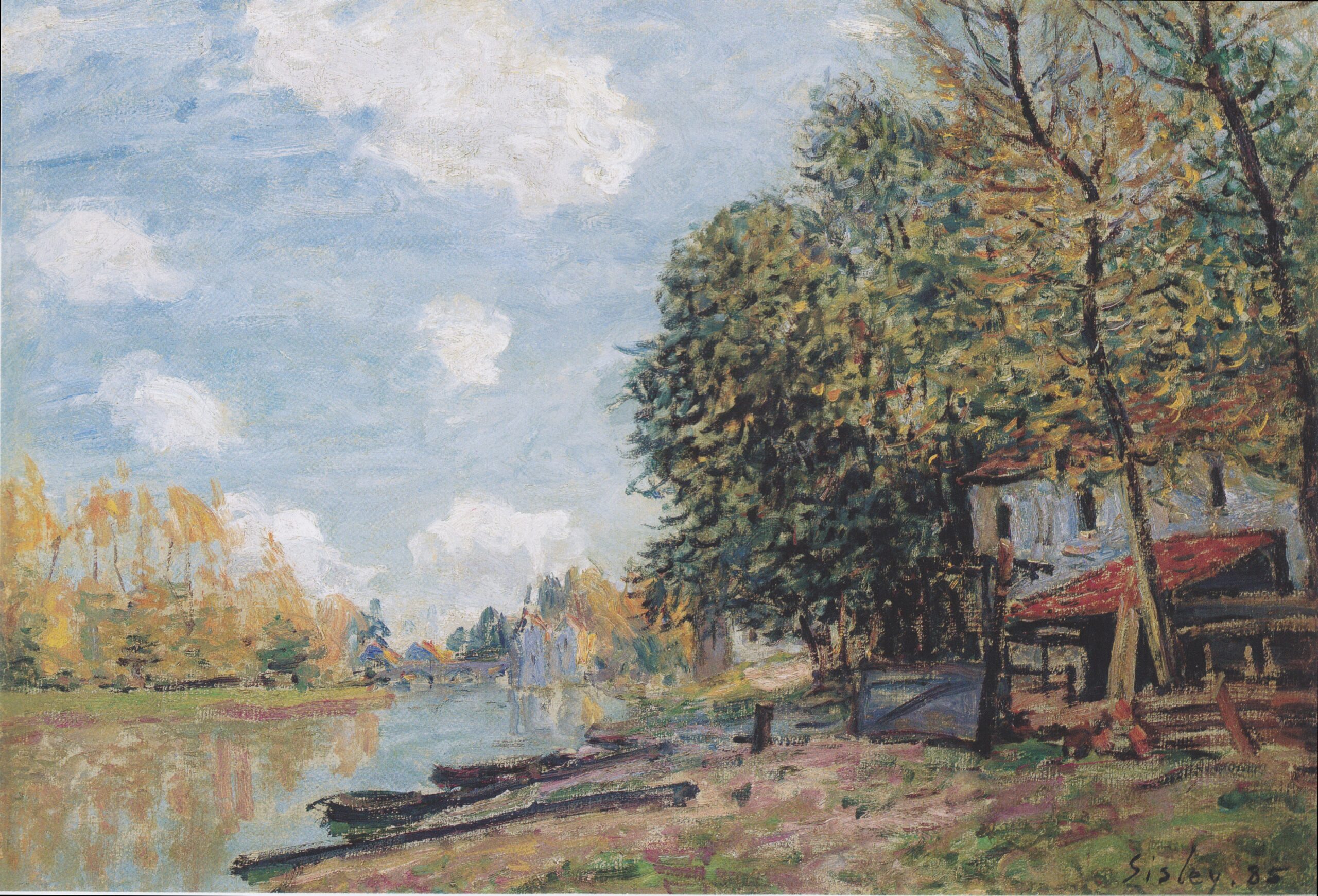 The banks of the Loing Moret (1885) - Alfred Sisley Tablo