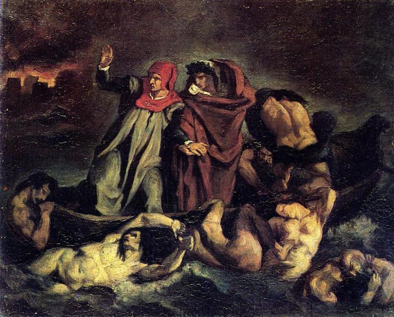 The barque of Dante (Copy after Delacroix) (1854) - Edouard Manet Tablo