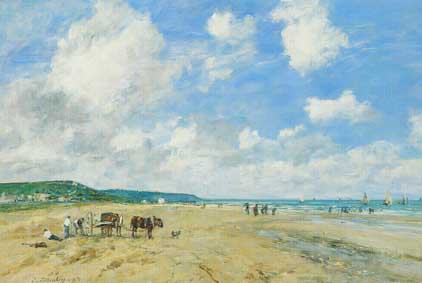 The beach at Deauville (1863) - Eugène Boudin Tablo