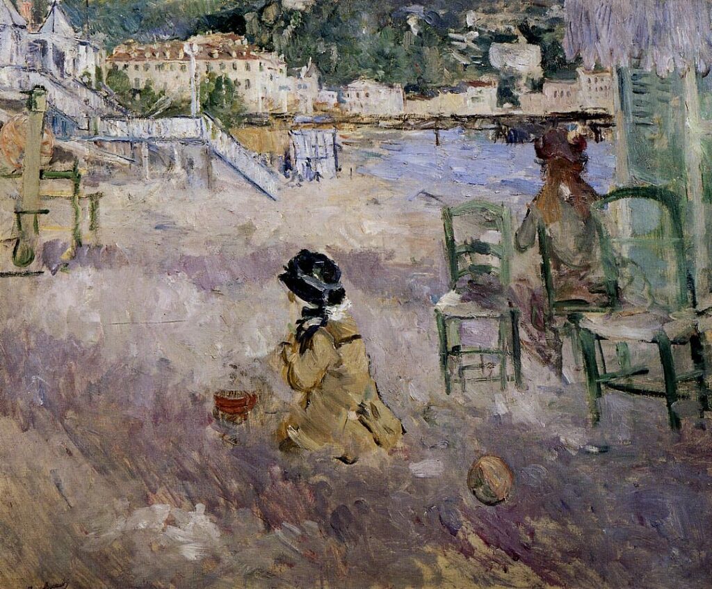 The beach at Nice (1882) - Berthe Morisot Tablo
