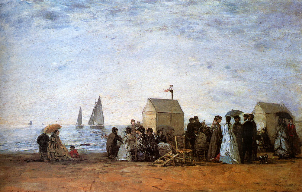 The beach at Trouville (1864) - Eugène Boudin Tablo
