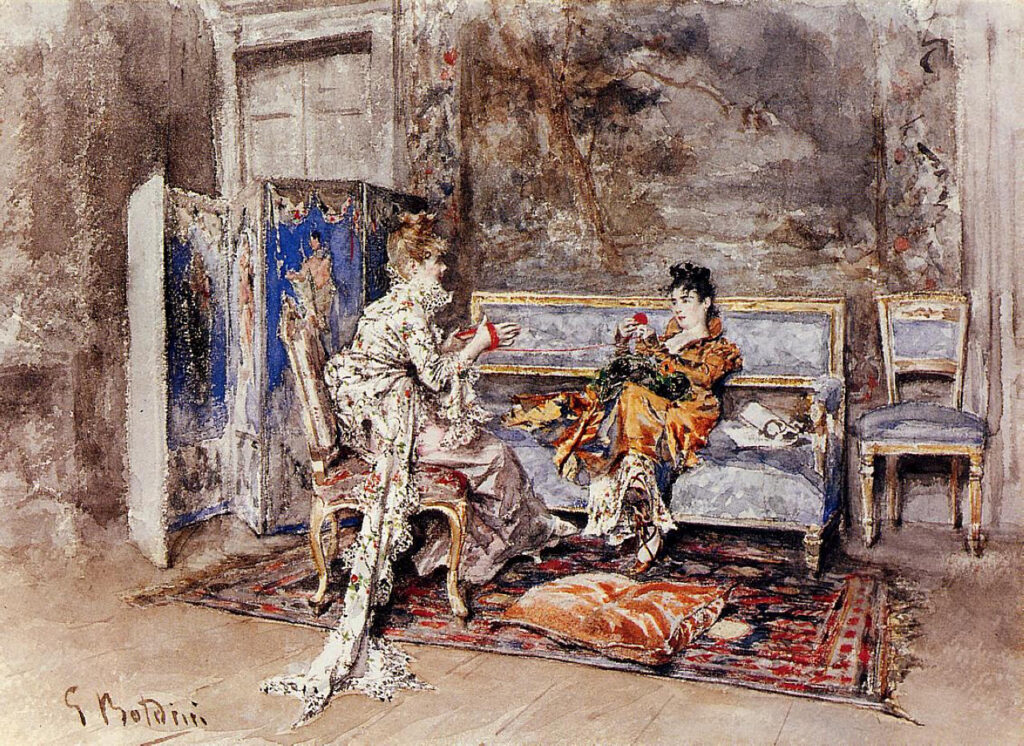 The conversation (1870) – Giovanni Boldini Tablo