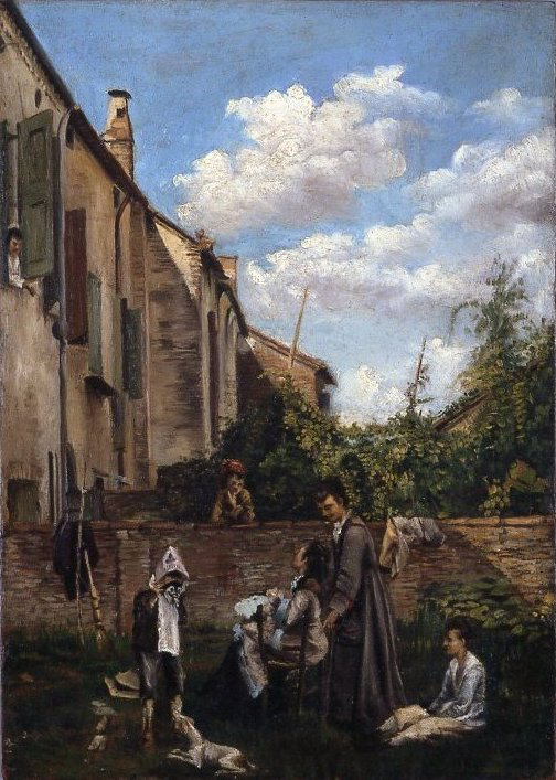 The courtyard of the paternal house (1855) - Giovanni Boldini Tablo