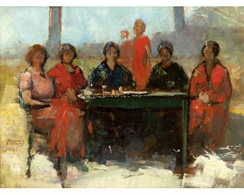 The dinner guests (1930) - Theophrastos Triantafyllidis Tablo