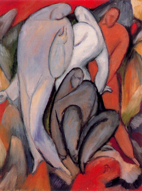 The four Pierrots (1912) - Albert Bloch Tablo