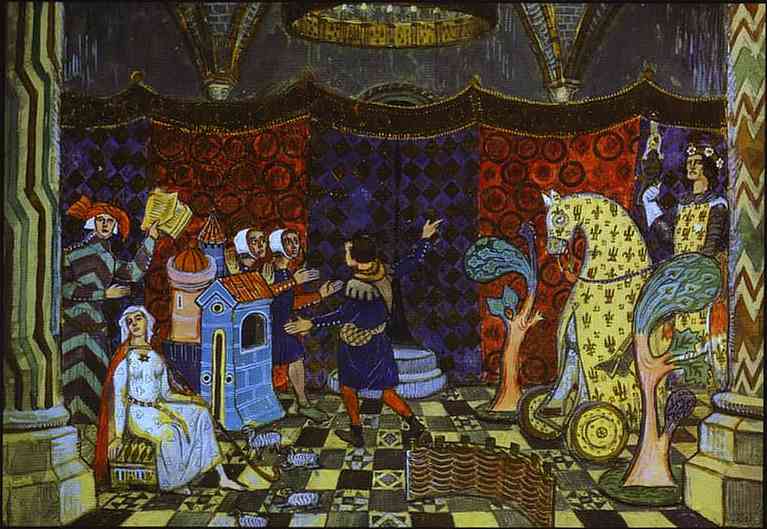 The game of Robin and Marion - Mstislav Dobuzhinsky Tablo