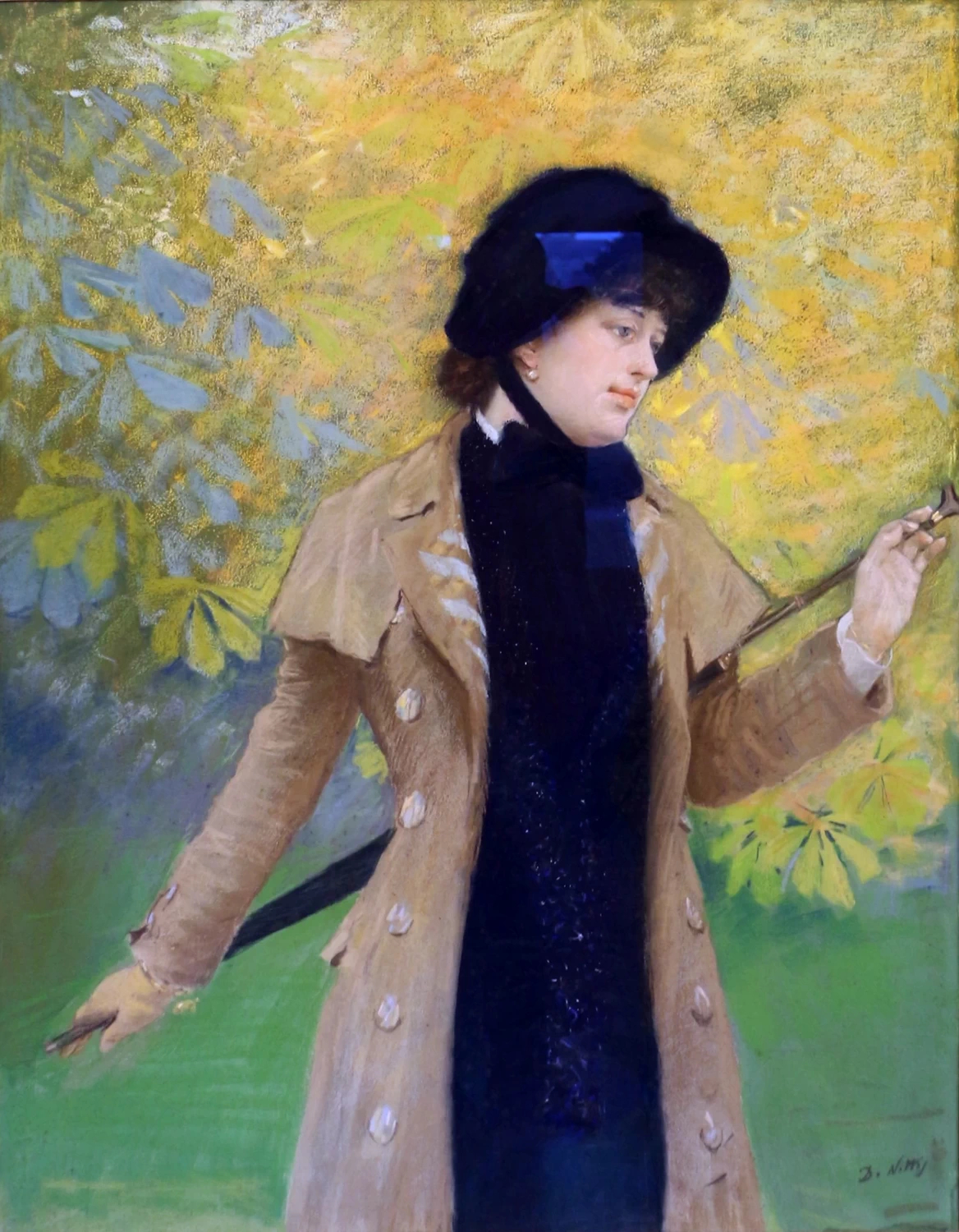 The lady with the Ulster (1882) - Giuseppe De Nittis Tablo