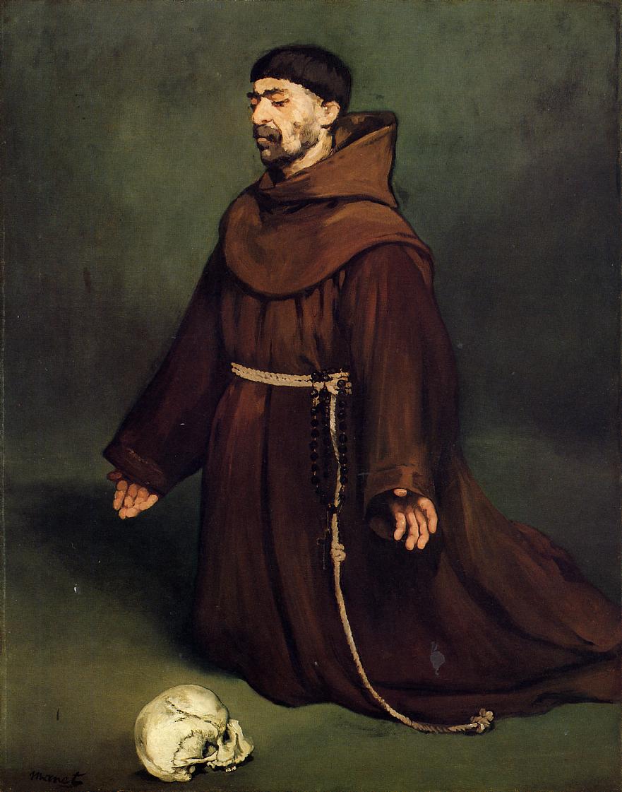 The monk at prayer (1865) - Edouard Manet Tablo