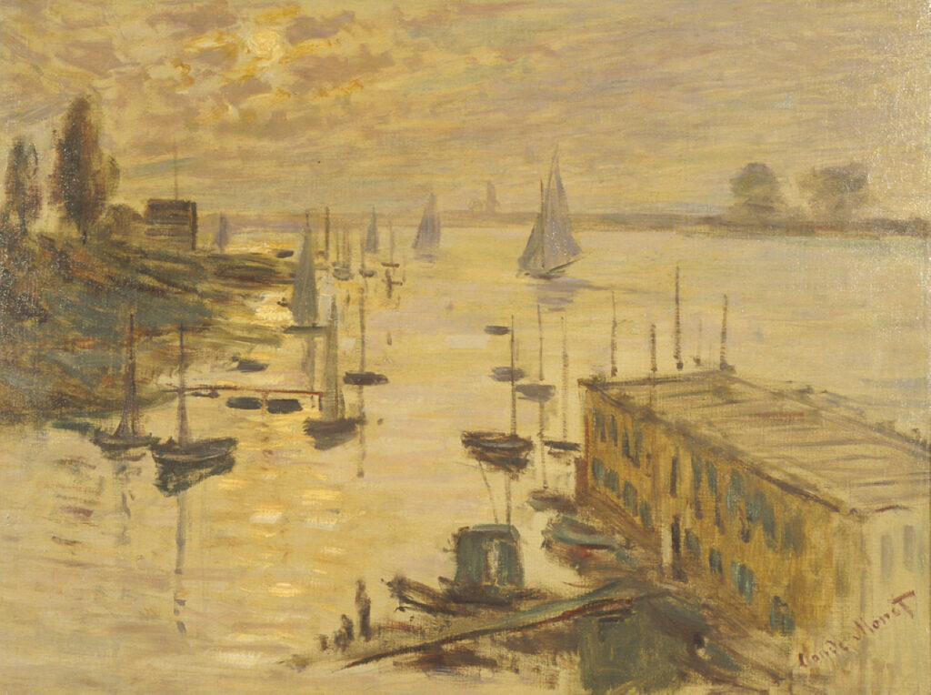 The pool seen from the bridge Argenteuil (1874) - Claude Monet Tablo