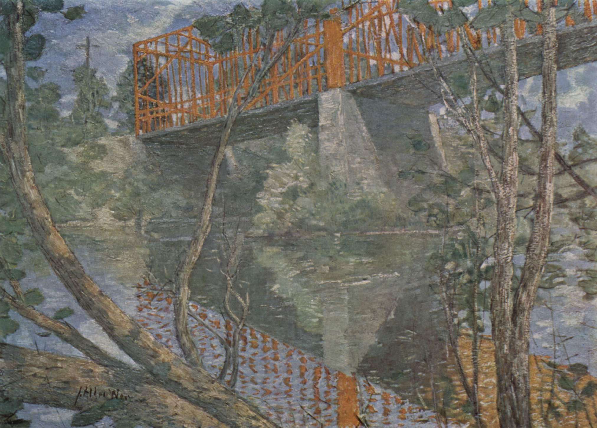 The red bridge (1890) - Julian Alden Weir Tablo