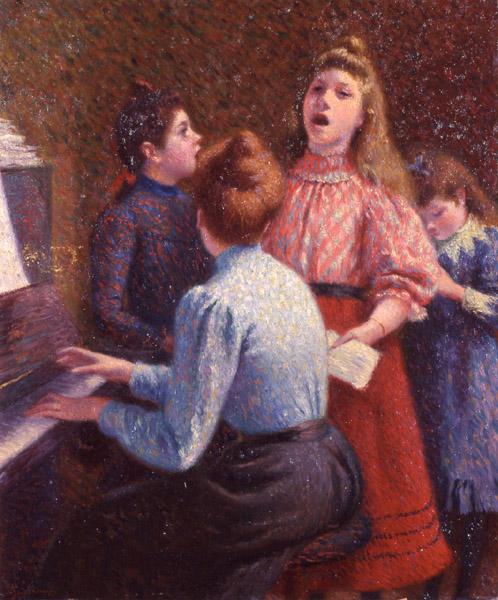 The singing lesson (1890) - Federico Zandomeneghi Tablo