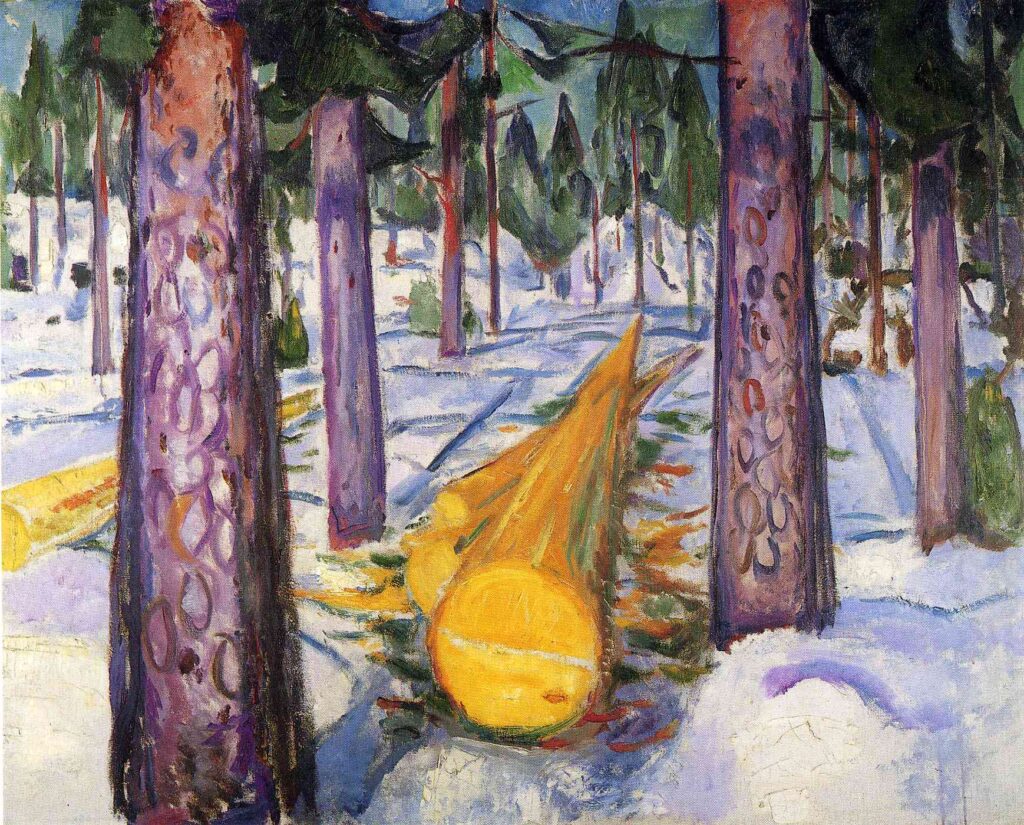 The yellow log (1912) - Edvard Munch Tablo