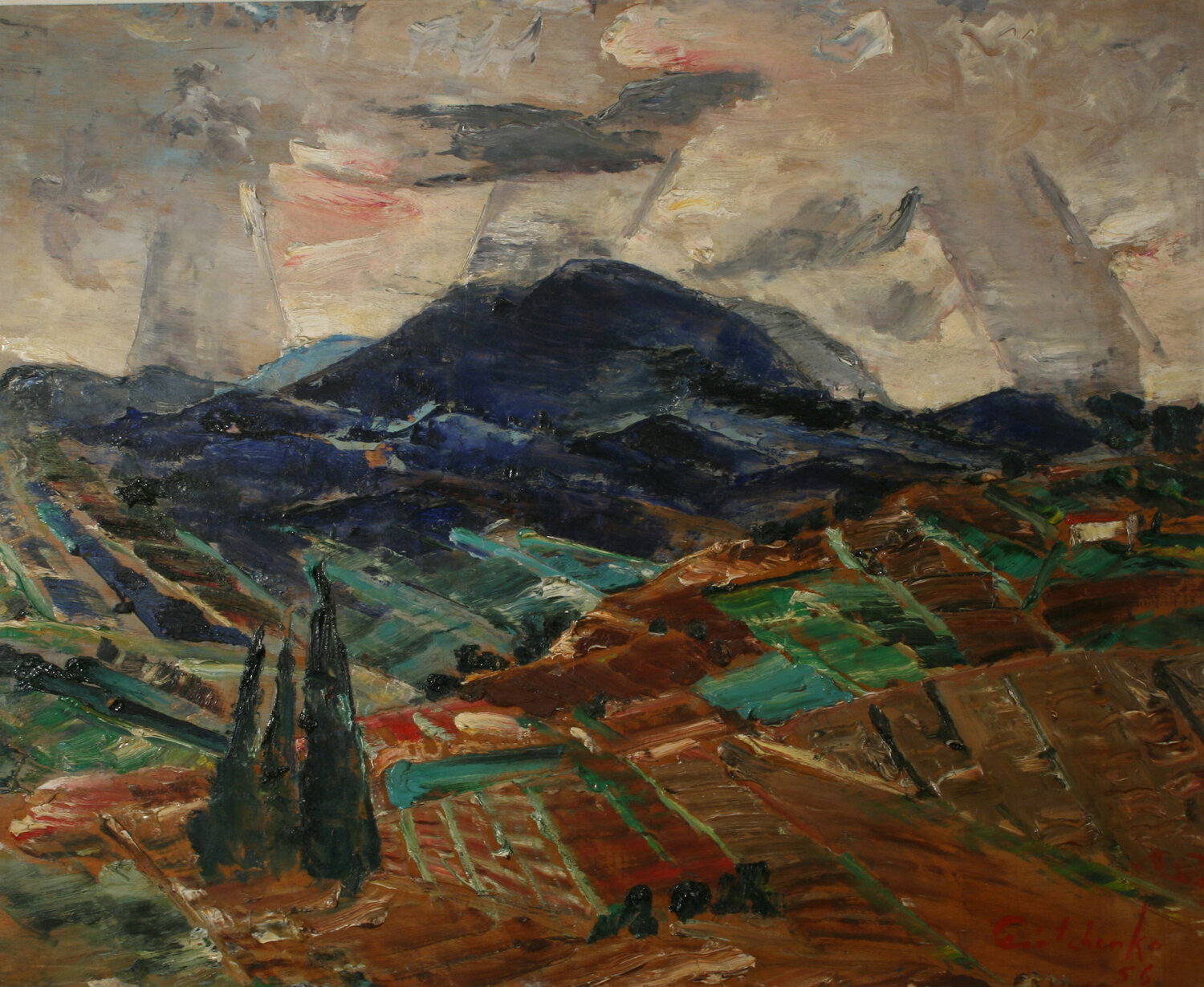 Three Cypress Trees (1956) - Alexis Gritchenko Tablo
