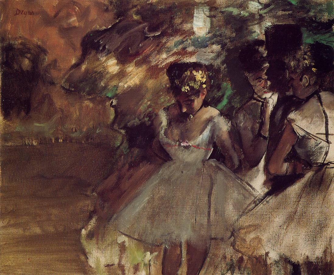 Three Dancers behind the Scenes (1880) - Edgar Degas Tablo