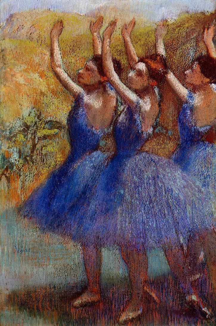 Three Dancers in Purple Skirts (1895) - Edgar Degas Tablo