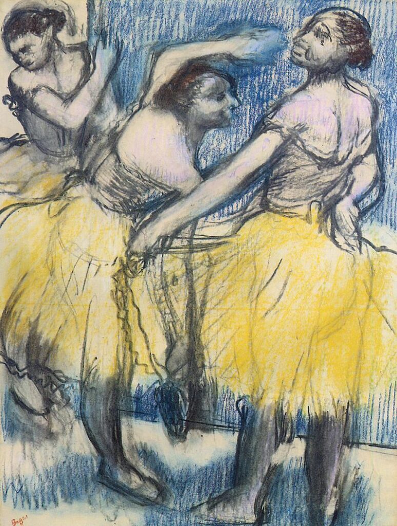 Three Dancers in Yellow Skirts (1899) - Edgar Degas Tablo