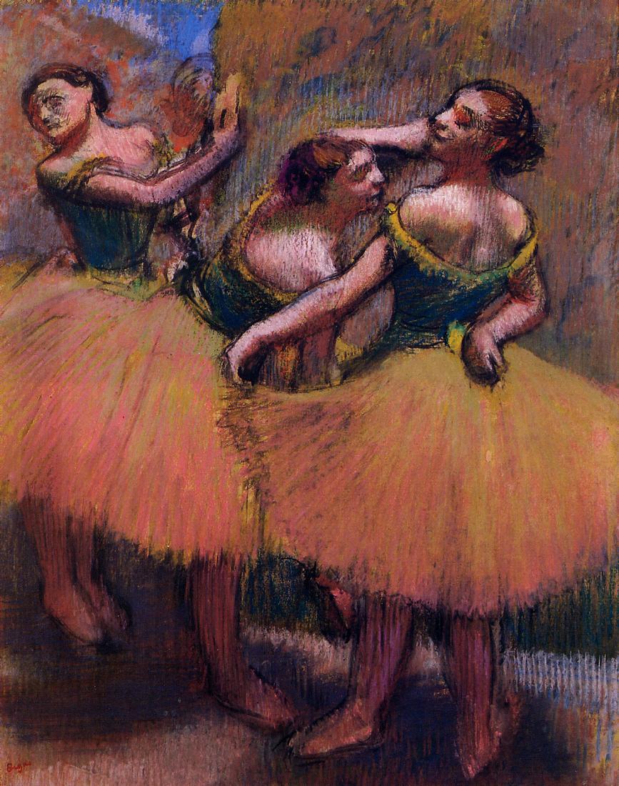Three Dancers, Green Blouses (1900) - Edgar Degas Tablo