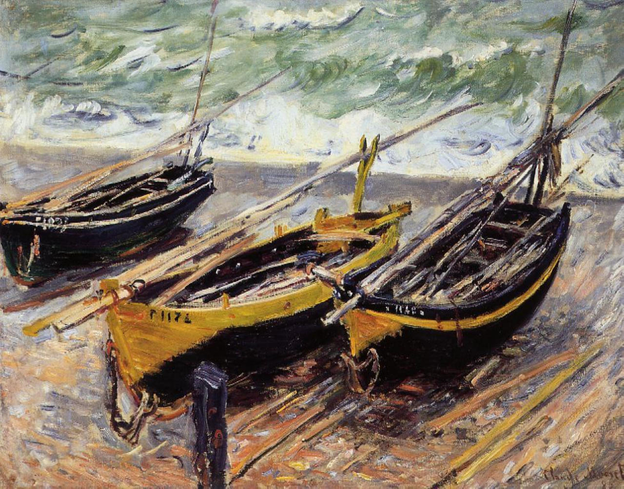 Three Fishing Boats (1885) - Claude Monet Tablo