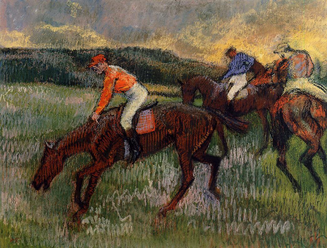 Three Jockeys (1900) - Edgar Degas Tablo
