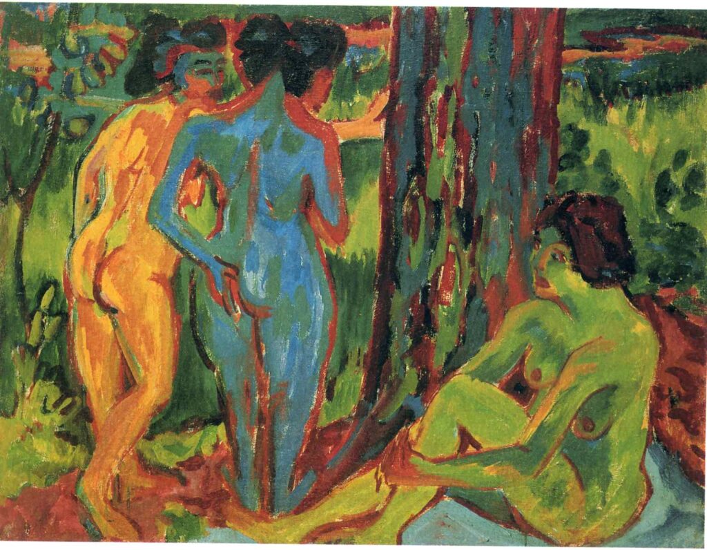 Three Nudes - Ernst Ludwig Kirchner Tablo