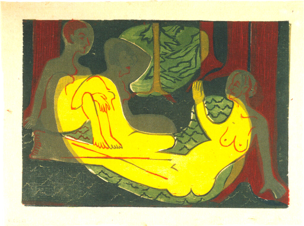 Three Nudes in the Forest (1933) - Ernst Ludwig Kirchner Tablo